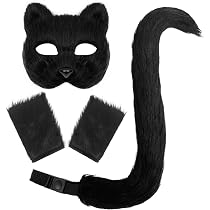 Amazon.com: Therian Mask and Tail Cat Masks Animal Tail Fox Glove ...