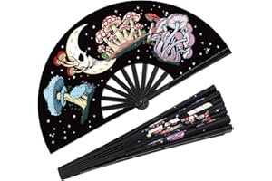 RICCIOOFY Fans for Line Dancing- Rave Fan - Larger Folding Clack Handheld Fan for Men/Women EDM, Halloween Costumes Shirts Pajamas Sweatshirts for Women 2025,Music Festival [Beach Vacation Essentials]