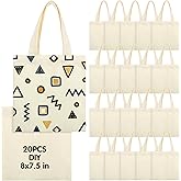 Meyeyaia 20 Pcs Mini Canvas Tote Bag, 8X7.5 Inch Sublimation Blank Small Tote Bags Bulk, Reusable Grocery Luggage Bag for Heat Transfer, DIY Craft Party Favors