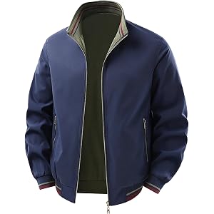 Vividcrate Men's Lightweight Bomber Jacket Full Zip Up Causal Windbreaker Jackets for Men Long Sleeve Spring Fall Jacket