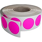 Royal Green Colored Label Sticker Rolls on 1" core - Round Circle Labels in Neon Pink - 19mm - Permanent Adhesive - 1050 Pack