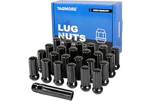 TAGMORE 24pcs M14x1.5 Spline Lug Nuts - Compatible with Chevrolet Tahoe/Suburban/Silverado, GMC Yukon/Sierra 1500, Ford Expedition, One-Piece Design Factory Wheel Lug Nut Set with Socket Key (Black)