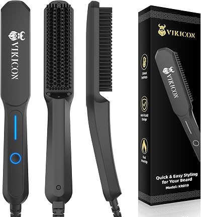 VIKICON Beard Straightener Comb for Men 3 Temp LCD Display Anti-Scald 30W