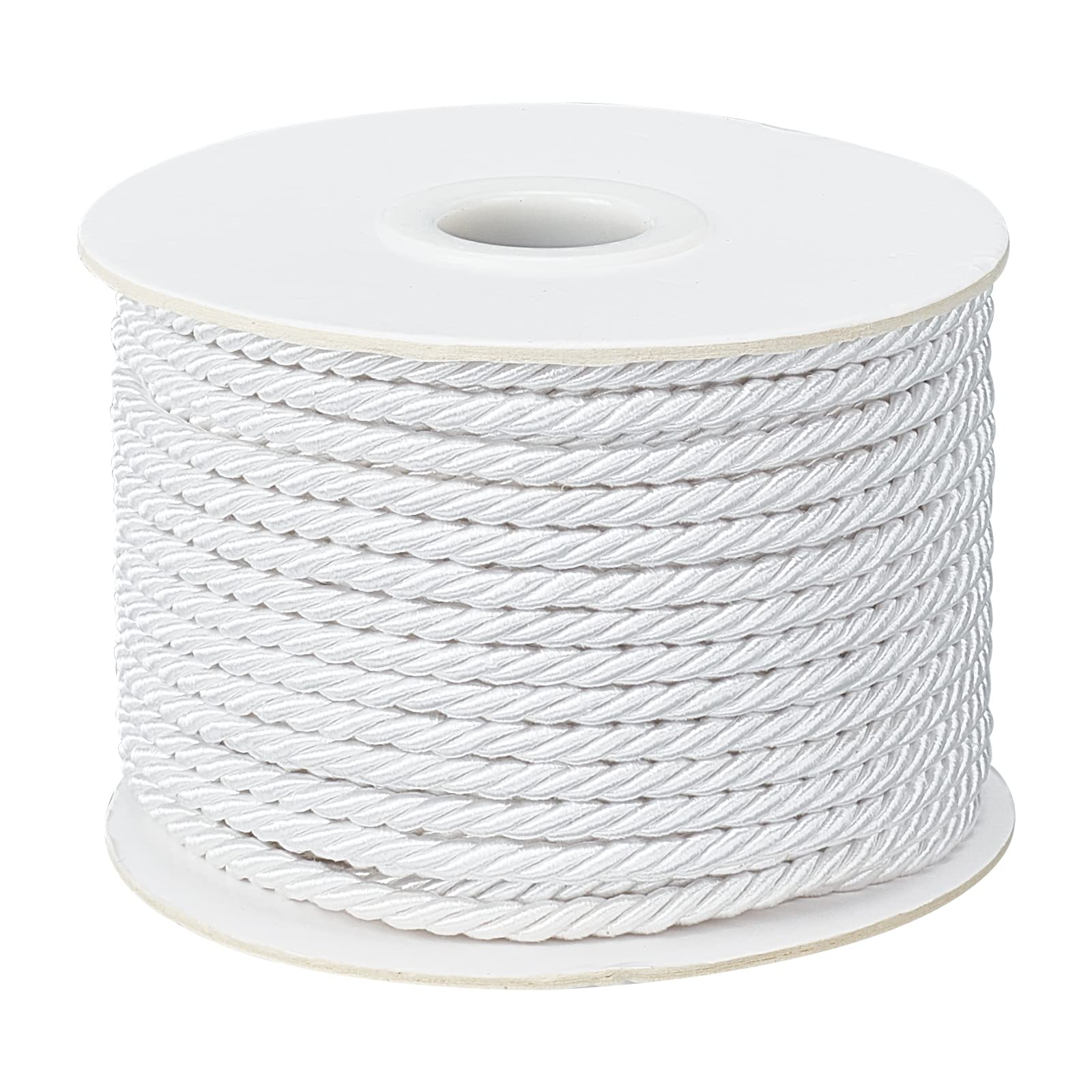 PandaHall Elite 20m/roll 3mm Nylon Threads Braided Trim Rope Twisted Cord for Home Dec/DIY Crafts/Jewellery Making, White