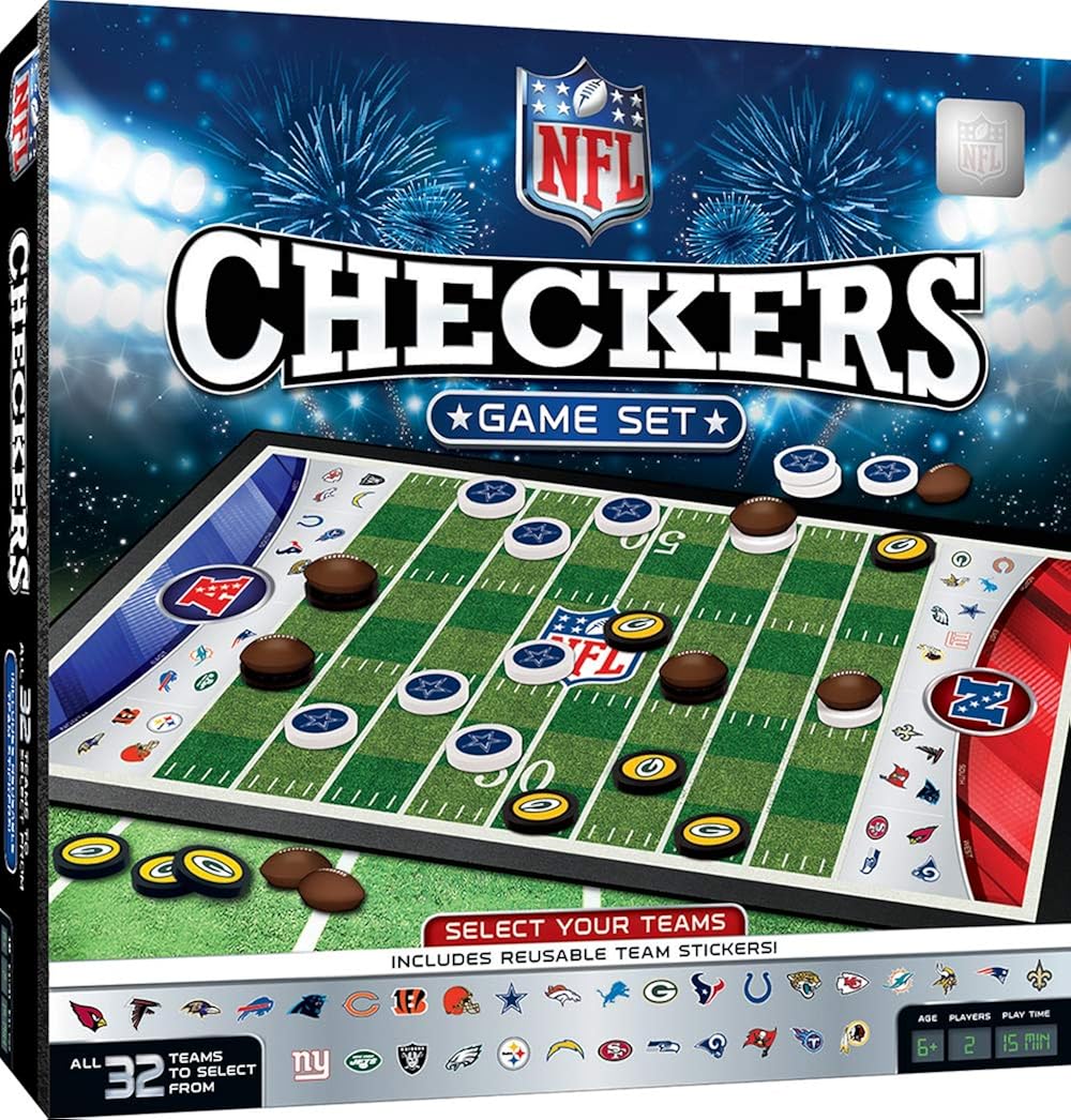 MasterPieces NFL League Checkers Game, Team Colors, One Size (NFL3050) : Clothing