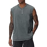KEEPSHOWING Mens Workout Tank Tops Sleeveless Tee Shirts Muscle Gym Shirts Acid Wash T Shirts Running Loose Fit Tee