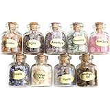 Jovivi 9 Mini Gemstone Bottles Chip Crystal Healing Tumbled Gem Reiki Wicca Stones Set
