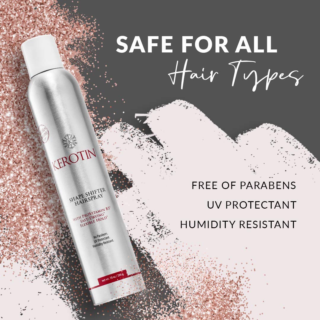 Kerotin Hairspray - Flexible Hold & Volume with Provitamin B5 - Heat Protectant, Frizz Ease, Weightless Hair Spray, Locks in Moisture, Strong Hold, Brushable Hairspray - 10 Fl Oz : Beauty