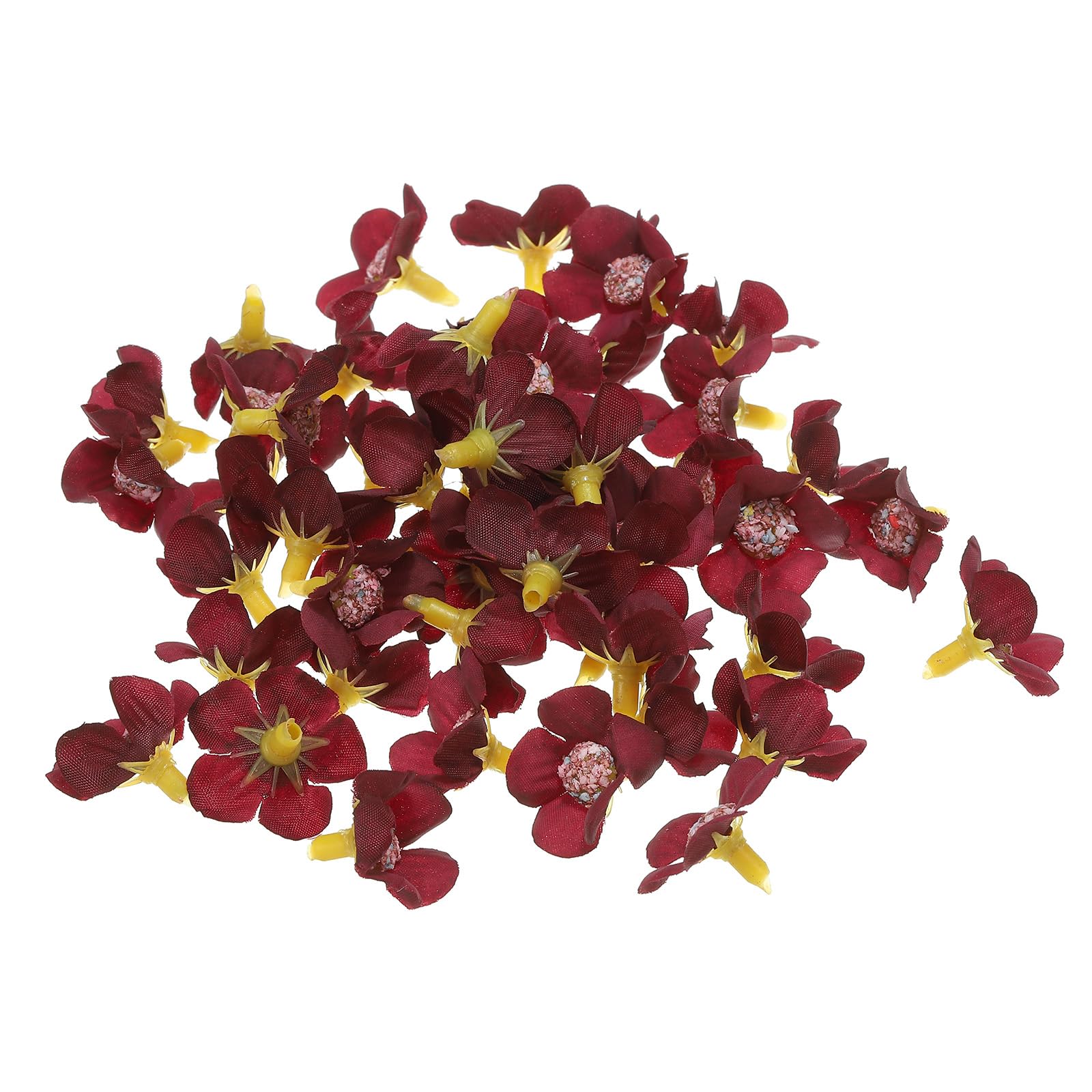 PATIKIL 0.79" Artificial Daisy Flower Heads, 50 Pack Silk Daisy Fake Flowers Heads for Wedding Floral Bouquet Decoration DIY Craft Making, Dark Red