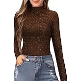 MANGOPOP Women's Mock Turtle Neck Slim Fit Long Sleeve Shirts Fall Fashion Tight Tops Basic Tee Winter Undershirt