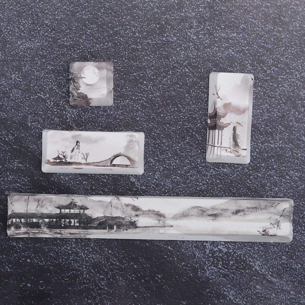 Bewinner1 DIY PTB PC Gaming Mechanical Keyboard Space Keycap - ESC, Enter, Numpad Enter - Universal Computer Keyboards Cap Landscape Painting (PTB)