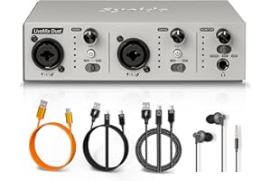 Synido USB Audio Interface for PC, Music Production, High-Fidelity, Studio Quality 2 Channel XLR Audio Interface Computer Recording Dual Audio Interface for Recording, Streaming and Podcast, Gray