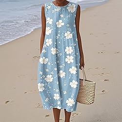 Womens Dresses Summer Fall Cotton Linen Midi