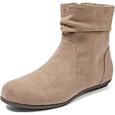 Luoika Women's Wide Width Low Heel Side Zipper Ankle Boots | X-wide, Side Zipper, Flat Heel, Casual, Slouchy Design, Winter Booties
