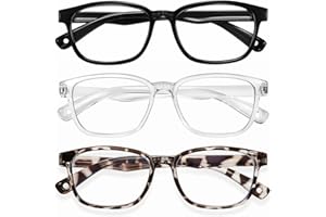 Okany Blue Light Glasses for Kids 3 Pack Anti Glare & Eye Strain Glasses Computer TV Phone Tablets UV Protection Glasses for Kids Boys Girls Age 3-10 (Black + Transparent + Leopard)