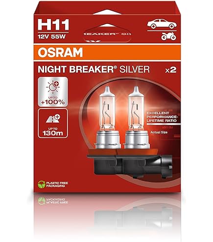 Amazon.com: OSRAM NIGHT BREAKER LASER H11, +150% Brighter Halogen