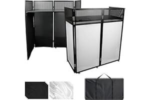 Noliven Portable DJ Booth Table, 46"x42"x21" DJ Stand with Cable Hole & Dual Corners, Supports up to 200 LBS, Foldable DJ Tab