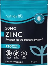Nutravita Zinc Tablets 50mg - 120 Vegan Supplements for Immune Health view 1