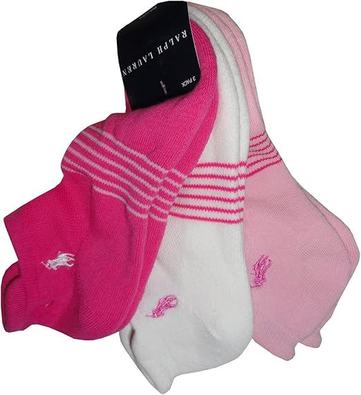 Ralph Lauren Women's Socks Pink and White with Stripes (pack of 3) at Amazon Womenâs Clothing store