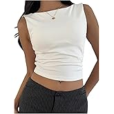 SweatyRocks Women's Open Back Fitted Shelf Bra Crop Tank Top Basic Sleeveless Backless Shirt