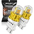 SEALIGHT 3156 3157 LED Bulb Amber Yellow with External Resistor,3056 3057 4057 4157 Super Bright T25 Bulbs 3020SMD with HD Projector for Front Rear LED Turn Signal Blinker Marker Parking Lights,2PCS