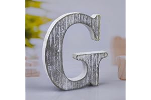 WOODOUNAI 6 Inch Wood Letters Unfinished Rustic Wood Letters for Wall Decor Decorative Standing Letters Slices Sign Board Decoration for Craft Home Party Projects (G)