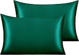NTBAY Silk Satin Pillowcases 2 Pack 50x75 cm Dark Green Envelope Closure