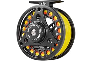 SF SF-001 Large Arbor Fly Fishing Reel with Aluminum Alloy Body 3/4wt 5/6wt 7/8wt Die Cast Pre-Loaded Fly Reel with Line Comb