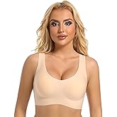 PRETTYWELL Sleep Bras, Thin Soft Comfy Daily Bras, Seamless Leisure Bras for Women, A to D Cup, with Removable Pads