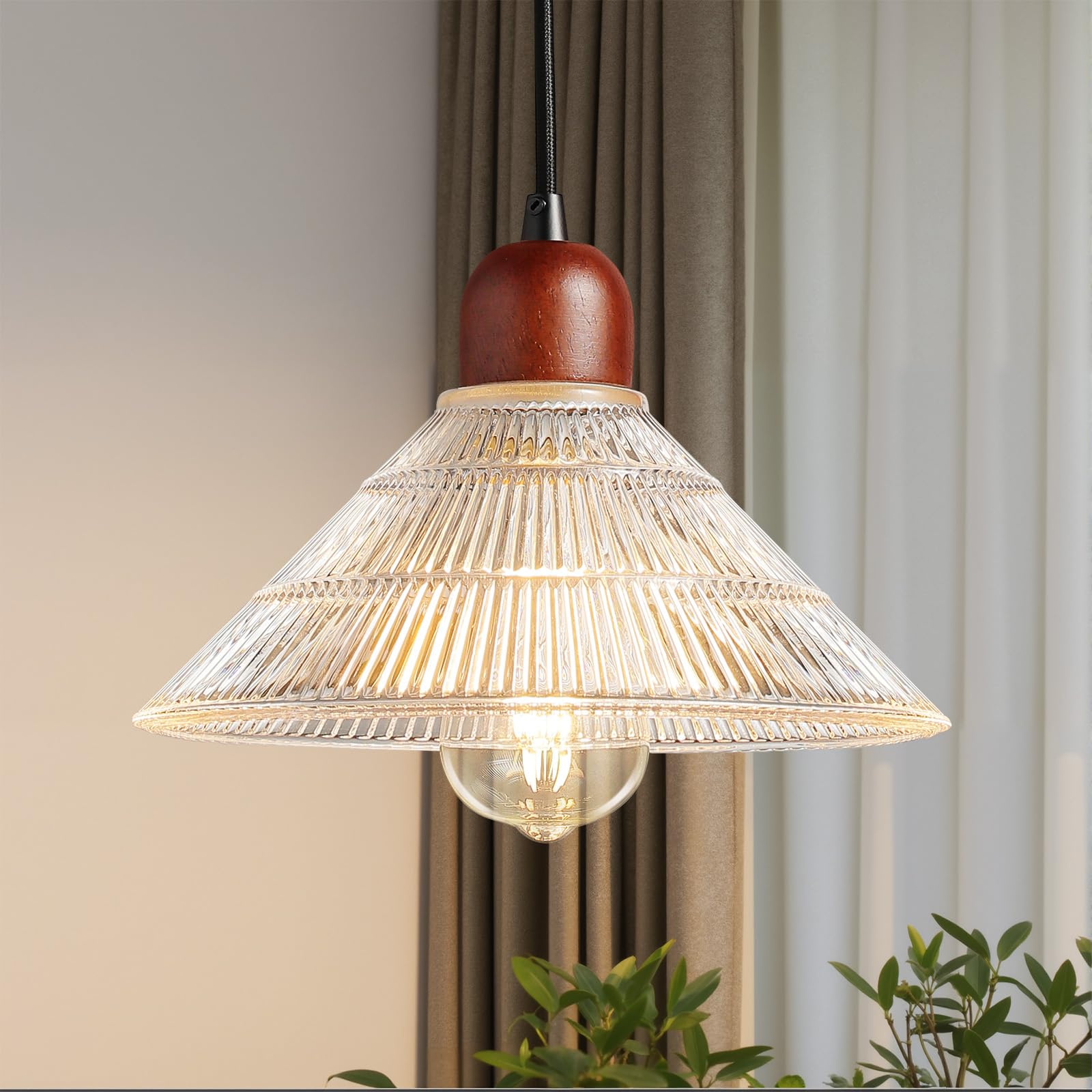 Photo 1 of RUIYEY Pendant Lights Kitchen Island: Woven Hanging Lights with Glass Lampshade, E26 67 inch Height Adjustable Rustic Modern Vintage Flush Mount Mini Chandeliers for Dining Room Bedroom Kitchen Foyer