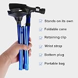RUNZI Folding Cane with LED Light Adjustable 53in to 25in Blue view 2