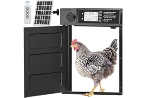 Large Size Automatic Chicken Coop Door Solar, Aluminum Electric Chicken Door, Automatic Chicken Door with Timer/Light Sensor 