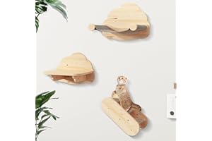 PUPETPO Wall Mounted Cat Furniture 3PCS Set, Solid Wood Cat Shelves and Perches for Wall Cat Hammock Cat Perches Cat Climbing Wall Steps Cat Ladder for Kitty & Kitten