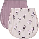 LifeTree Muslin Baby Burp Cloths - Ultra Soft 2 Pack Organic Cotton Large 22'' by 10'' Absorbent Milk Spit Up Rags - Burping Cloths for Newborn, Girls Boys (Lavender & Mauve)