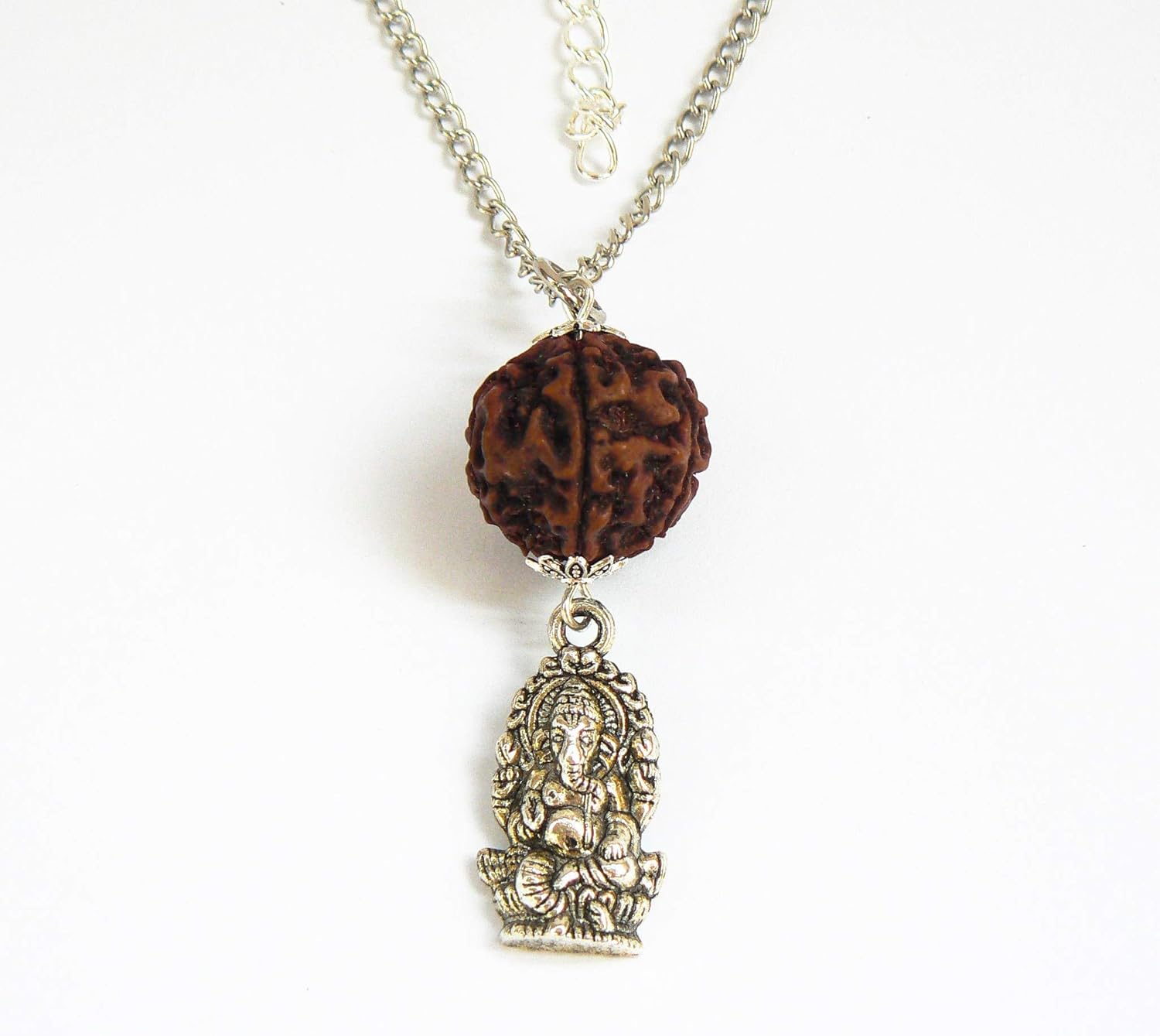 Ganesha Necklace with Rudraksha Mala Bead, Hindu jewelry