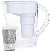 Santevia MINA Alkaline Water Filter Pitcher | 9-Cup at Water Filter System That Adds Minerals and Makes Alkaline Water | Fluoride, Chlorine and Lead Water Filter | American Filtration Media