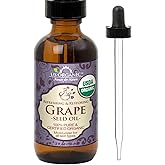 US Organic Grape Seed Oil, USDA Certified Organic, 100% Pure & Natural, Cold Pressed Virgin, Unrefined, in Amber Glass Bottle w/Glass Eyedropper for Easy Application (2 oz (56 ml))