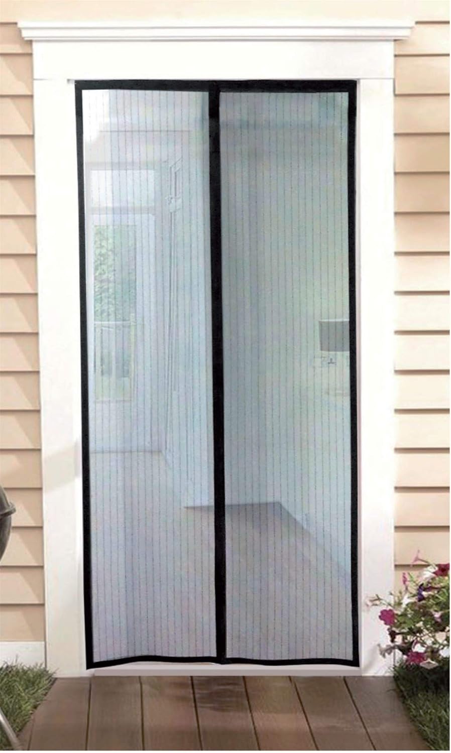 Magnetic Screen Door with Heavy Duty Mesh Curtain Anti Patio Screens Magic Door Mesh Curtain Prevent Bug MosquitoLet Fresh Air in DIY & Tools Exterior Doors Brown Magnetic Screen Door