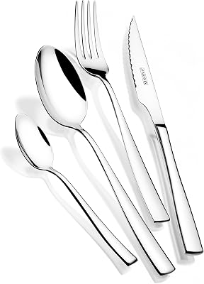 Siena | Conjunto de 16 talheres em aço inoxidável, design moderno com acabamento polido, 3 mm de espessura, aptos para máquina de lavar loiça, com faca de bife