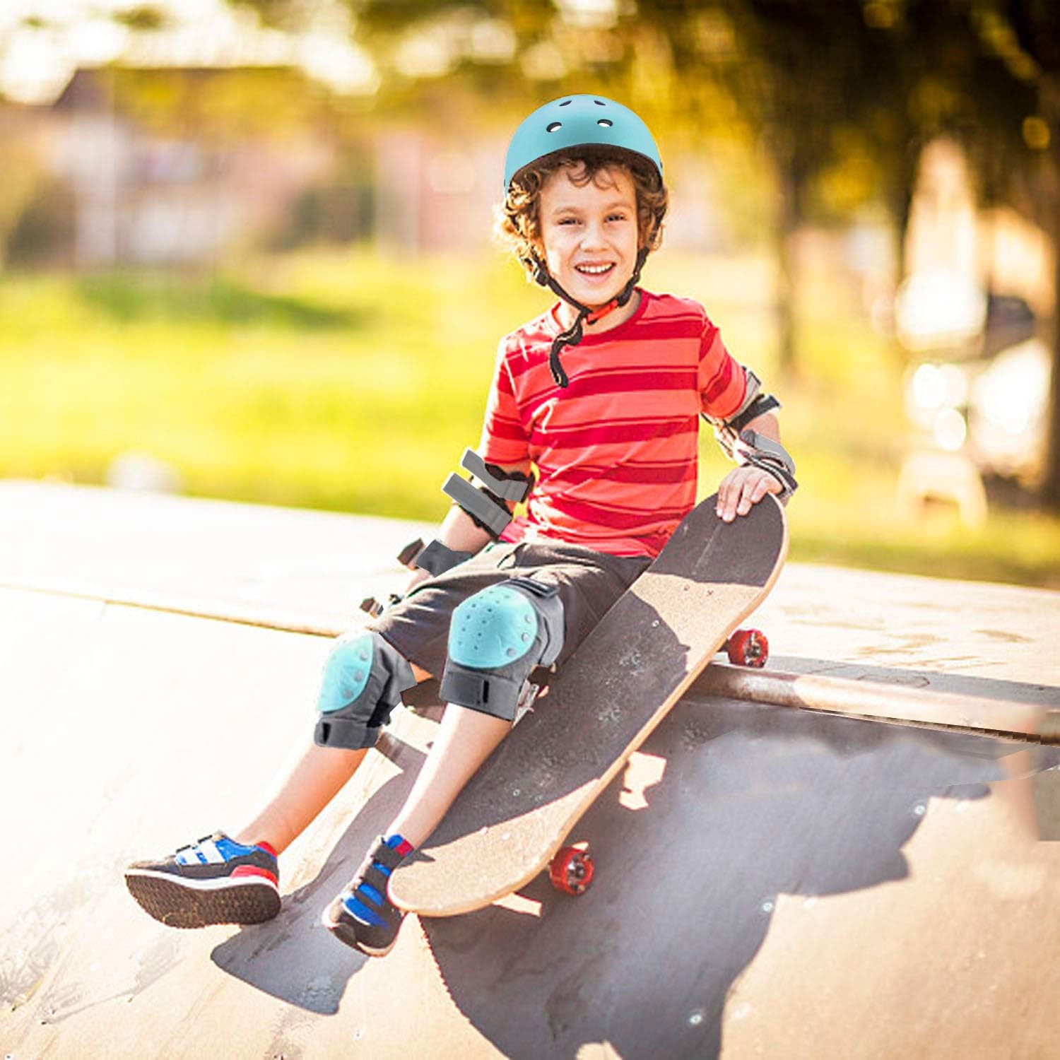 PHZ. Kids Adults Bike Helmet Adjustable Helmet for Toddler Child Youth Adult, Knee Pads Elbow Pads Wrist Guards Kids Protective Gear Set for Multi Sports Scooter, Skateboarding, Biking, Roller Skating : Sports & Outdoors