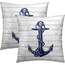 NAVIBULE Navy Anchor Throw Pillow Covers Nautical Coastal Beach