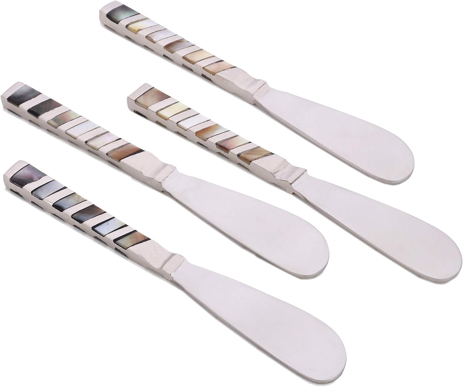4Piece Butter Knife Set Cheese Spreader Mother of Pearl with Stainless Steel Artisan