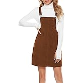 Tanming Women's Corduroy A Line Cute Jumper Pinafore Bib Overall Mini Dress Skirt