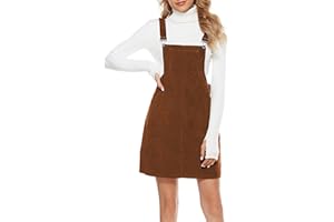 Tanming Women's Corduroy A Line Cute Jumper Pinafore Bib Overall Mini Dress Skirt