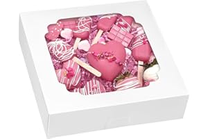 Moretoes 56pcs Pie Boxes 10x10x2.5 Inches Bakery Boxes with Window for Cookies, Pastries, Pies, Pastries, Muffins, Donuts