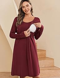 Ekouaer Womens Nursing Nightgown Side Open Delivery