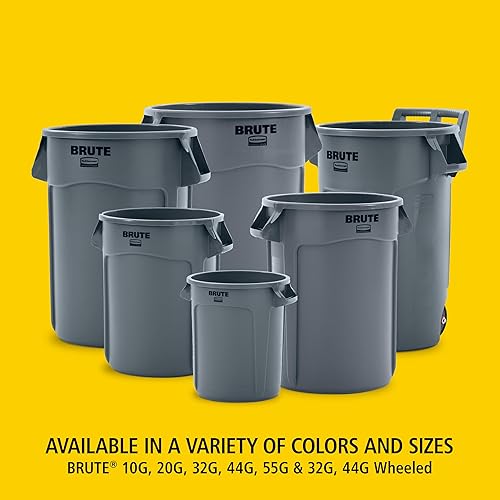 Rubbermaid Commercial Products BRUTE 44 Gal. Grey Round Vented Wheeled