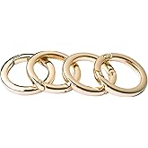 Bobeey 4pcs Round Carabiner Metal Spring Key Ring,Spring Snap Hooks Clip,Spring Keyring Buckle,Flat O ring for Purses BBC40