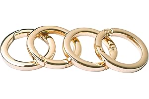 Bobeey 4pcs Round Carabiner Metal Spring Key Ring,Spring Snap Hooks Clip,Spring Keyring Buckle,Flat O ring for Purses BBC40