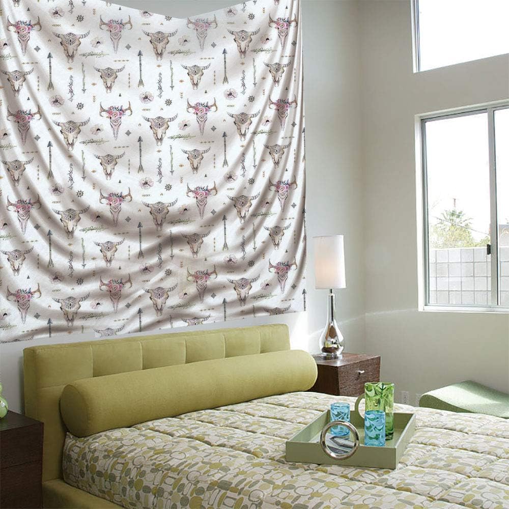 Tapestry Wall Hanging 3D Printing Tree Tapestry Wall TapestryLiving Room Bedroom,Arrow Decor,Boho Pattern Artwork with Arrows Feathers Cow Skulls,